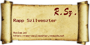 Rapp Szilveszter névjegykártya